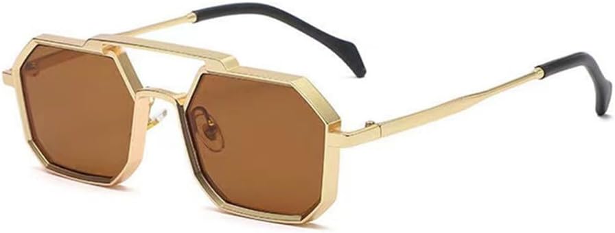 

Солнцезащитные очки в крупной металлической оправе, модные женские и мужские солнцезащитные очки с зеркальными линзами, защита от ультрафиолета UV400 LOVQZAOF, Gold Brown