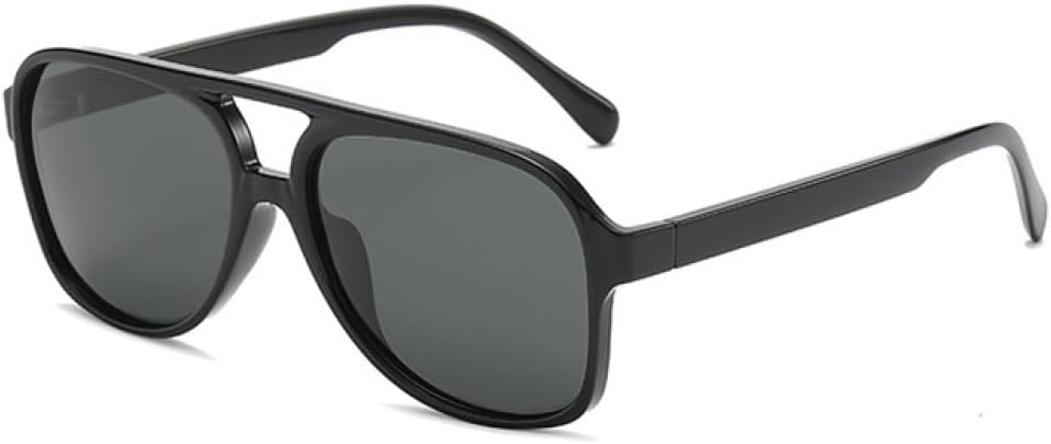 

Мужские солнцезащитные очки в стиле ретро с увеличенными двойными перемычками, прозрачная оправа, женские очки желто-синего цвета с защитой от УФ-излучения UV400 generic, Black Gray