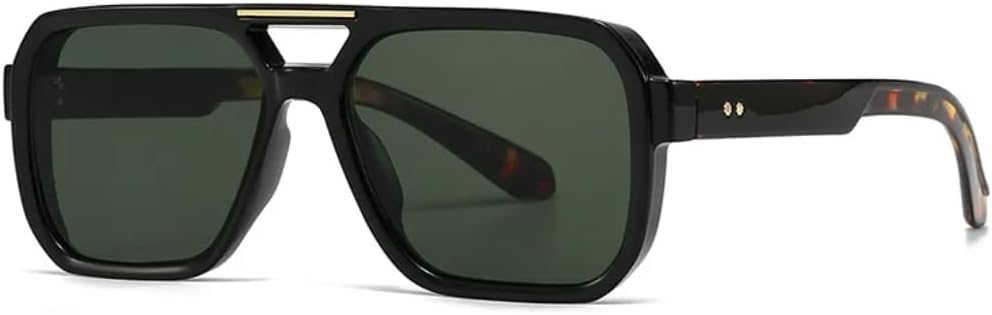 

Модные солнцезащитные очки с двойной перемычкой для женщин, ретро-стиль, заклепки, леопардовый принт, защита от УФ-излучения UV400 для мужчин, градиентные очки для активного отдыха VFDHN, C4 Black Dark Green