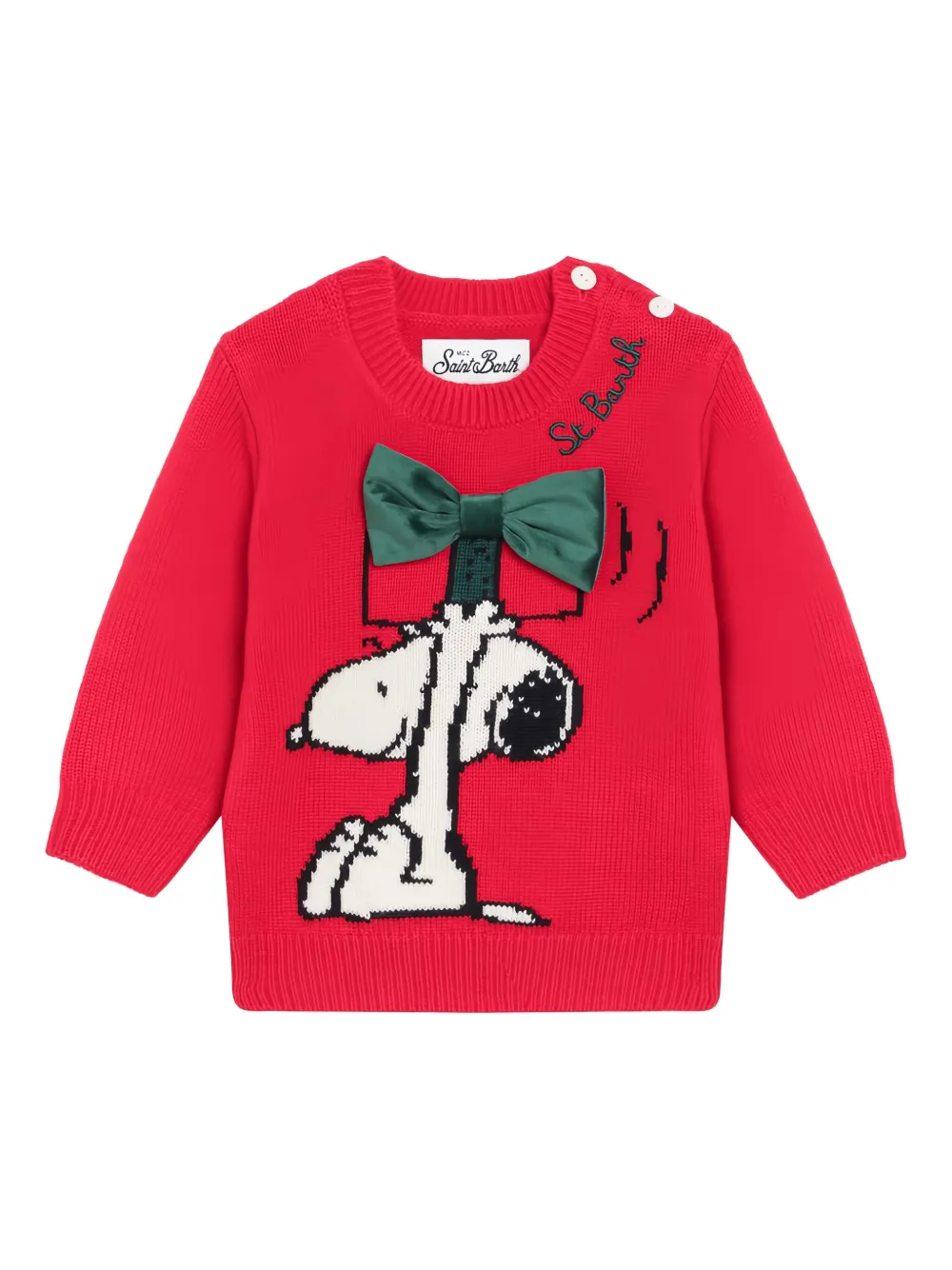 Свитер с нашивкой-бантом из коллаборации с Peanuts Mc2 Saint Barth Kids, красный