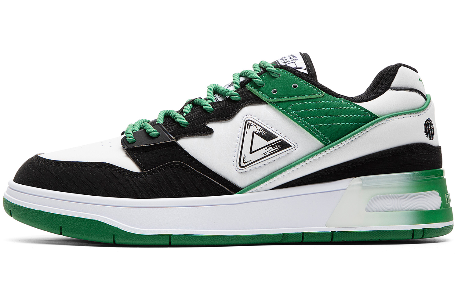 

Тайчи 910 Трансфер Скейтборд обувь мужская PEAK, Белый/Черный/Зеленый Росток