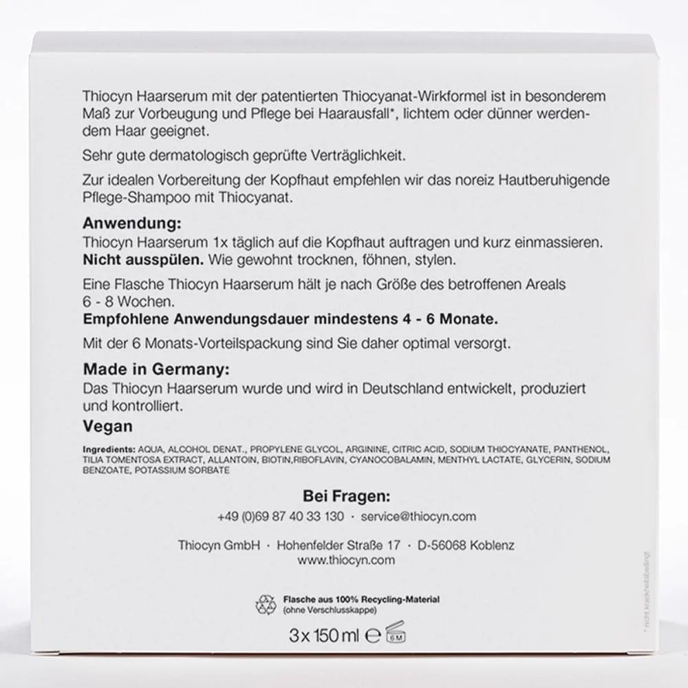 Женская сыворотка для волос «Hair Serum Women Vegan» от Thiocyn, 3 x 150 мл ‎Thiocyn — фото 3
