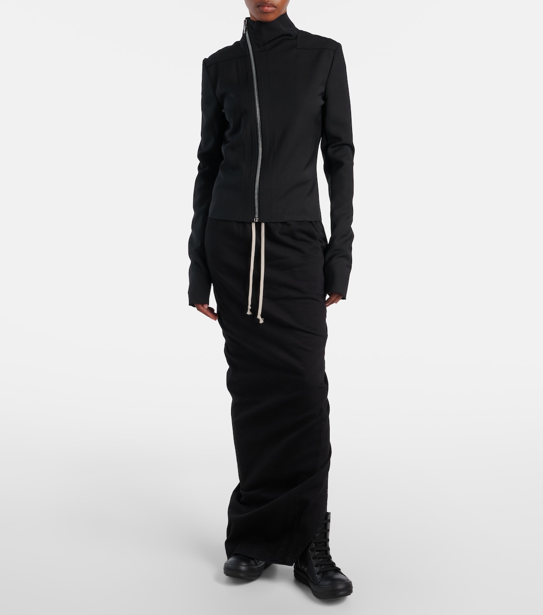 Высокие кожаные кроссовки High Top Sneaks Rick Owens, All Black — фото 3