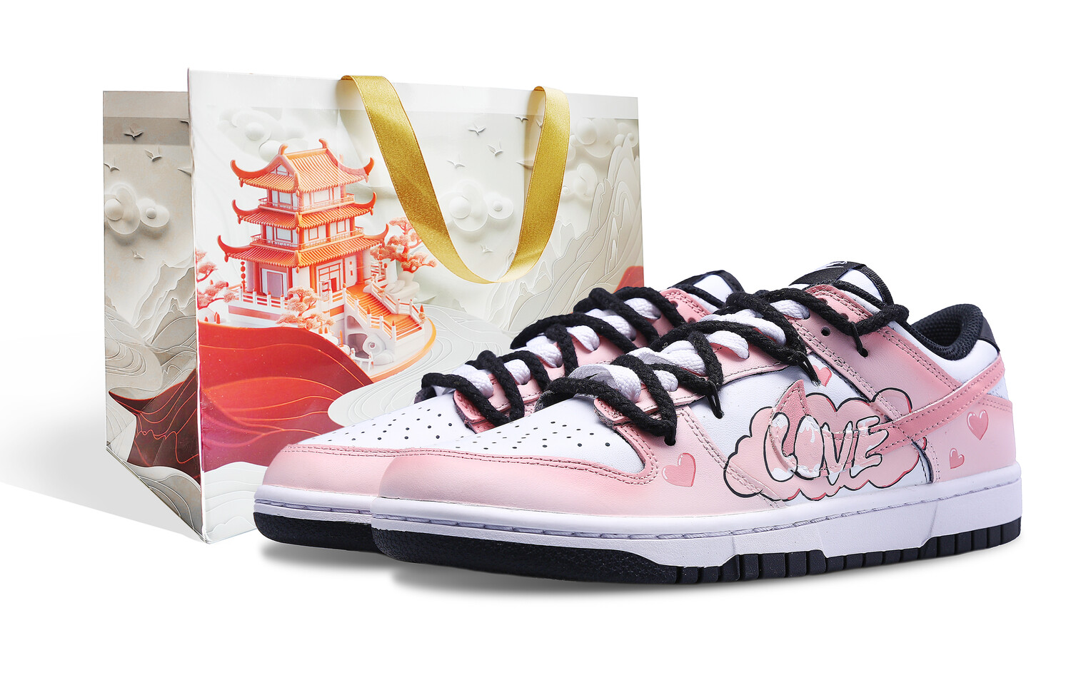 

Кроссовки Nike Dunk Skateboard Shoes Women's Low-Top Pink/White, розовый