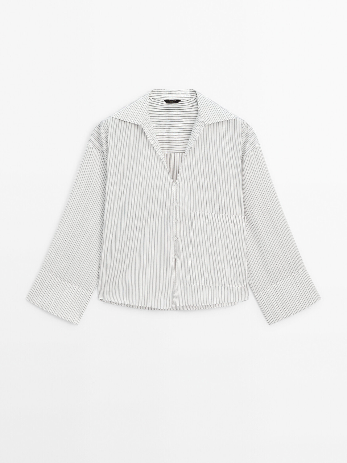 

Рубашка Massimo Dutti Striped Cropped Poplin, белый