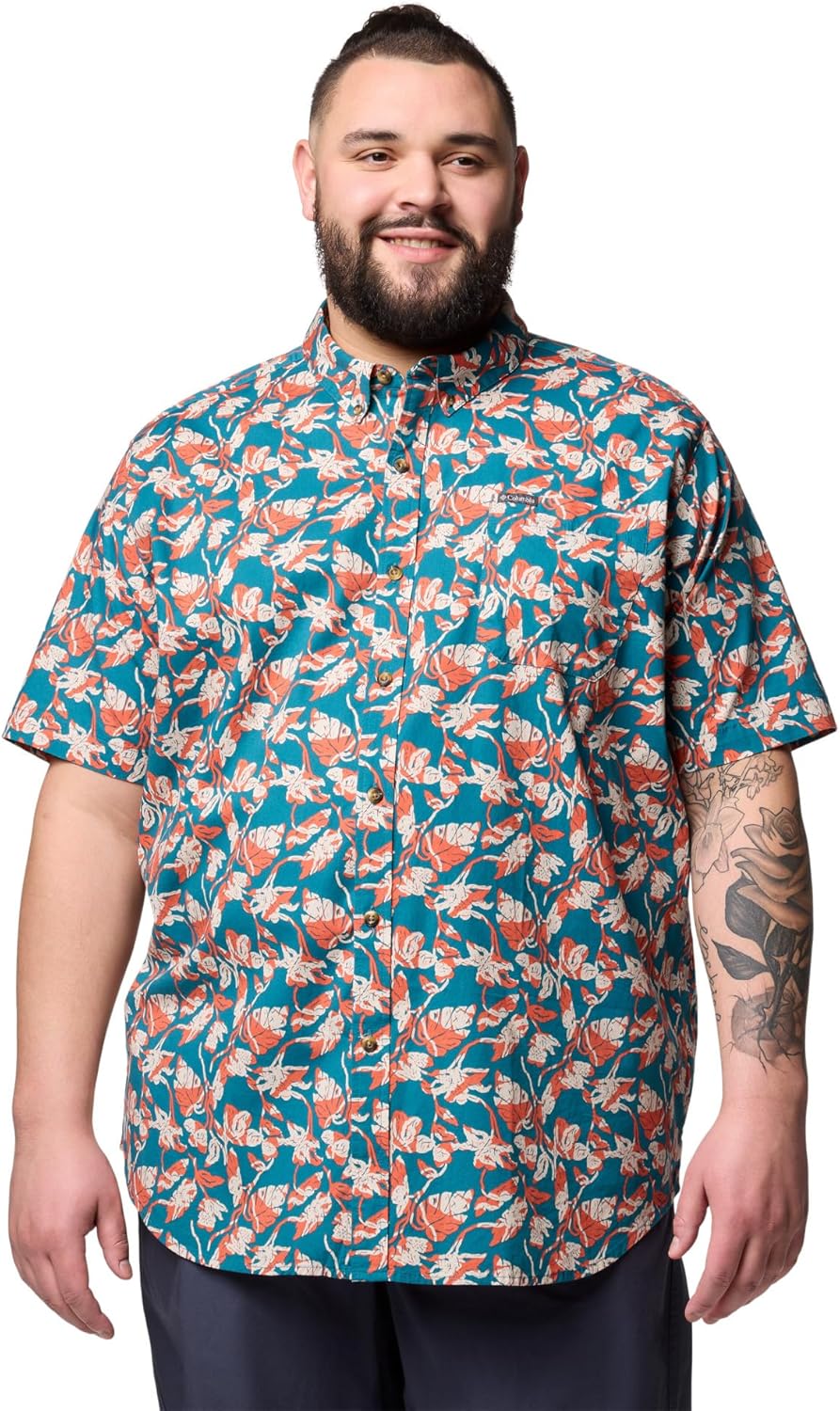 

Мужская рубашка Columbia Rapid Rivers с коротким рукавом и принтом, комфортная эластичность, River Blue Vined