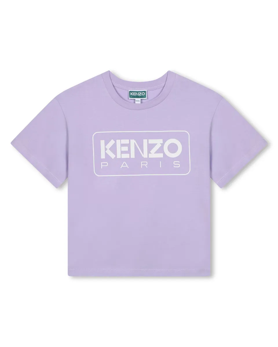 

Футболка для девочек с короткими рукавами из 100% хлопка Kenzo Kids, цвет Lila