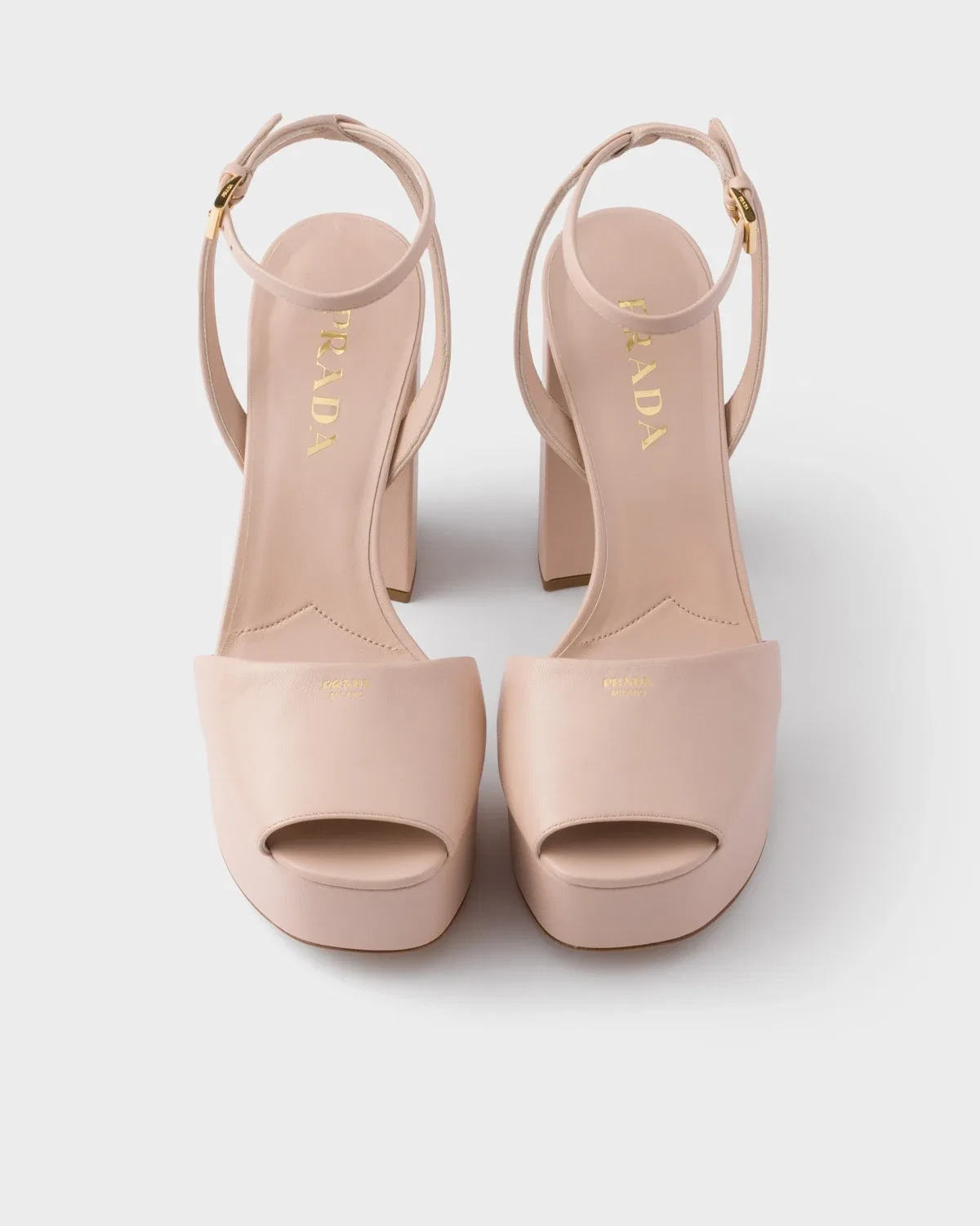 Босоножки на платформе из наппы Prada, бежевый — фото 3