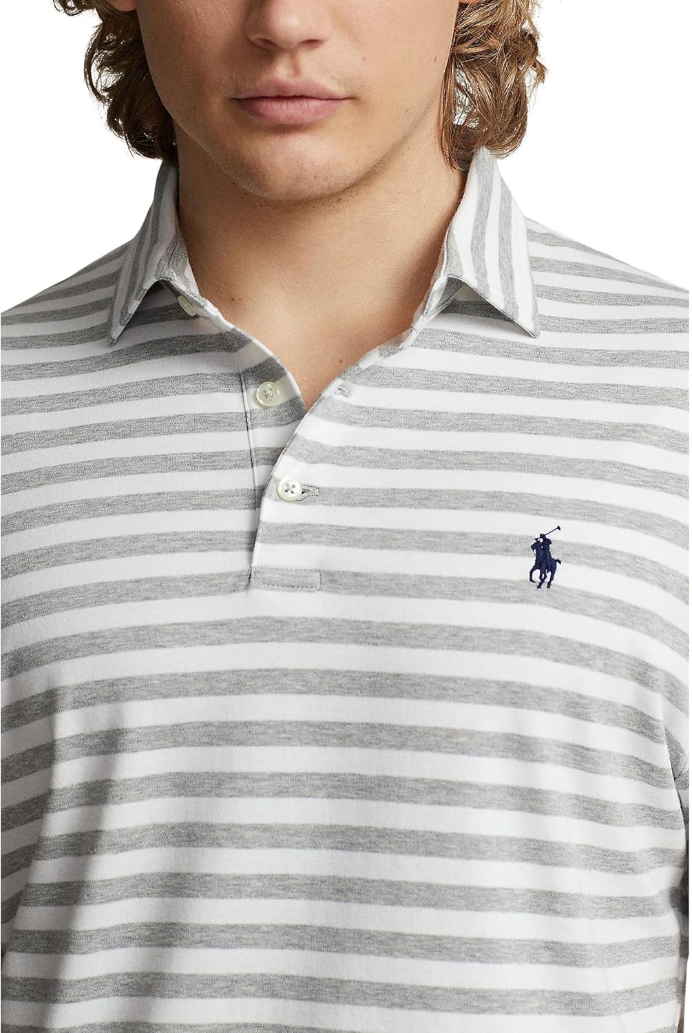 POLO RALPH LAUREN Мужская классическая поло из мягкого хлопка, Grey — фото 3