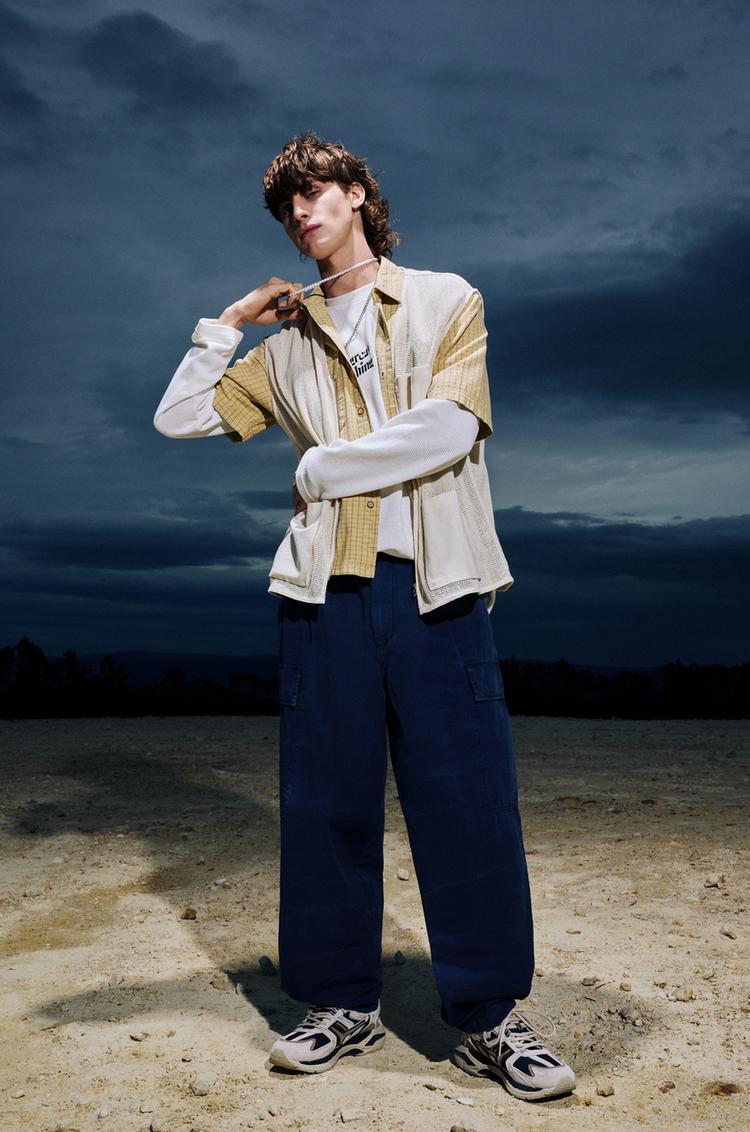 

Брюки-Карго Balloon fit Pull And Bear, синий