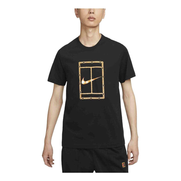 

Футболка court heritage dri-fit t-shirt 'black gold' Nike, черный