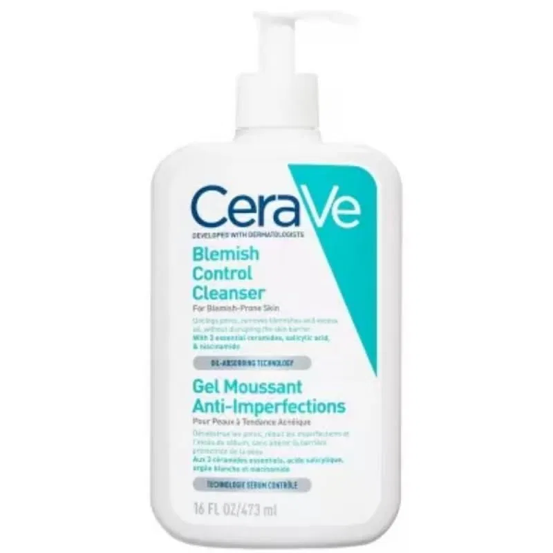 Крем для лица CeraVe — Очищающее средство для лица с салициловой кислотой и ниацинамидом «Blemish Control Facial, 473 мл