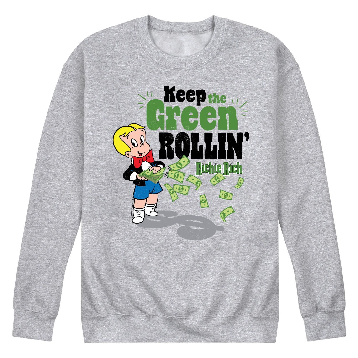 

Мужской свитшот с рисунком Richie Rich Keep Green Rollin' Licensed Character