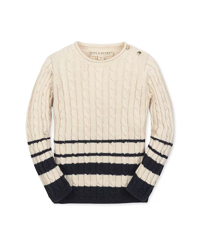 

Детский свитер с высоким воротником и косой из органического хлопка Hope & Henry, белый