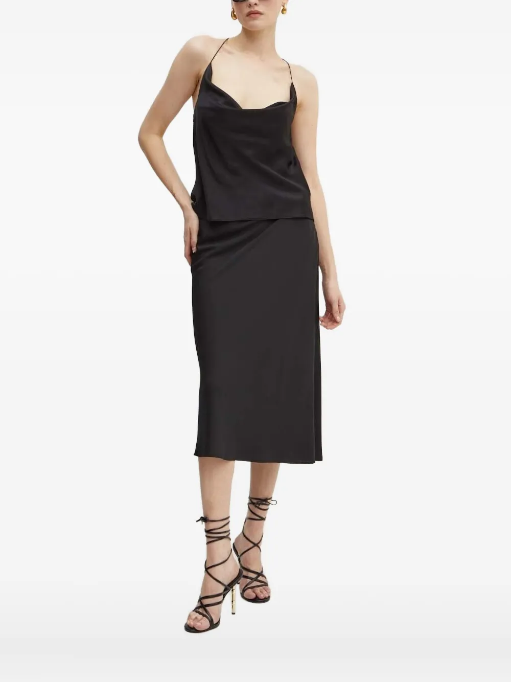 

Топ с воротником-хомутом и кружевом Custommade, черный