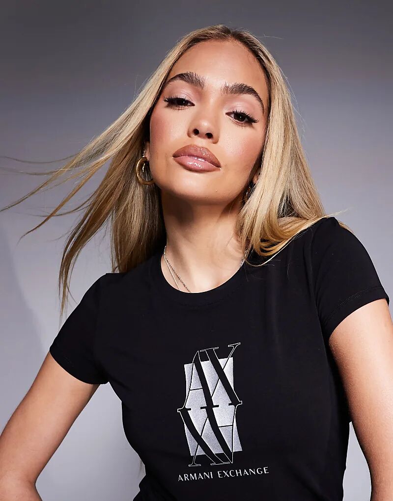 

Футболка с центральным логотипом черного цвета Armani Exchange