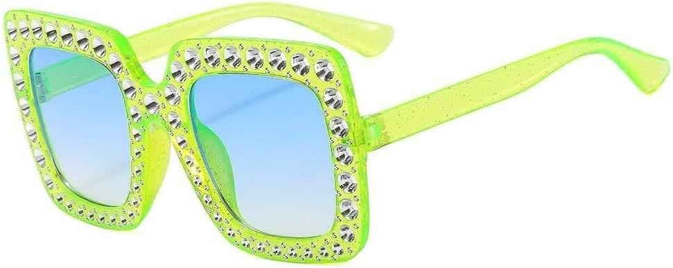 

Квадратные солнцезащитные очки со стразами для женщин, большие солнцезащитные очки с кристаллами, винтажные, с защитой от УФ-излучения UV400, в стиле уличной моды LXLHWN, One Color