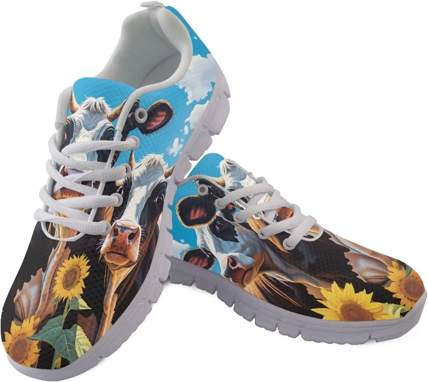 

Мужские и женские кроссовки GIFTPUZZ, дышащие с сеткой, повседневные спортивные, легкие, на шнуровке, для ходьбы, Cow Pattern