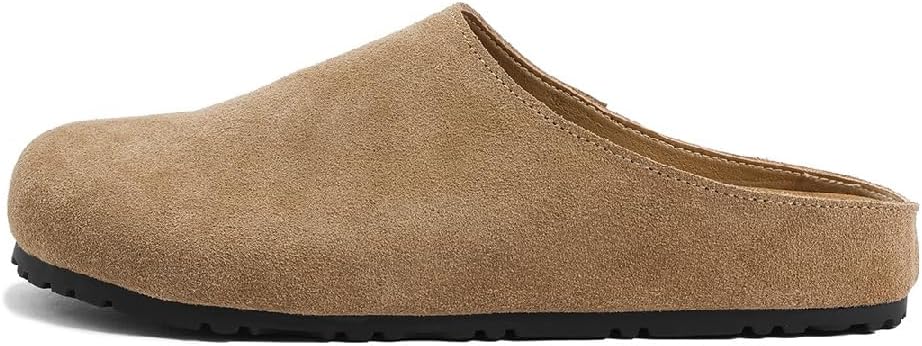 

Женские настоящие замшевые мюли и сабо на плоской подошве - Унисекс винтажные мягкие сандалии с амортизирующей стелькой - Мужские свободные обувь 'Potato Shoes' Generic, Camel