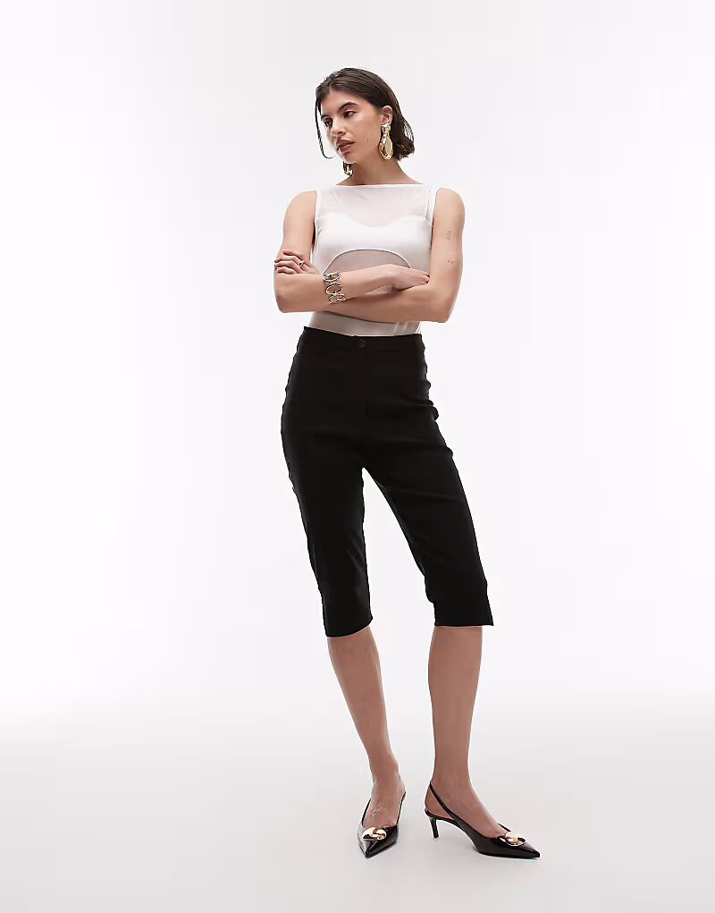 

Брюки-капри с разрезами и декоративным швом ASOS DESIGN черного цвета