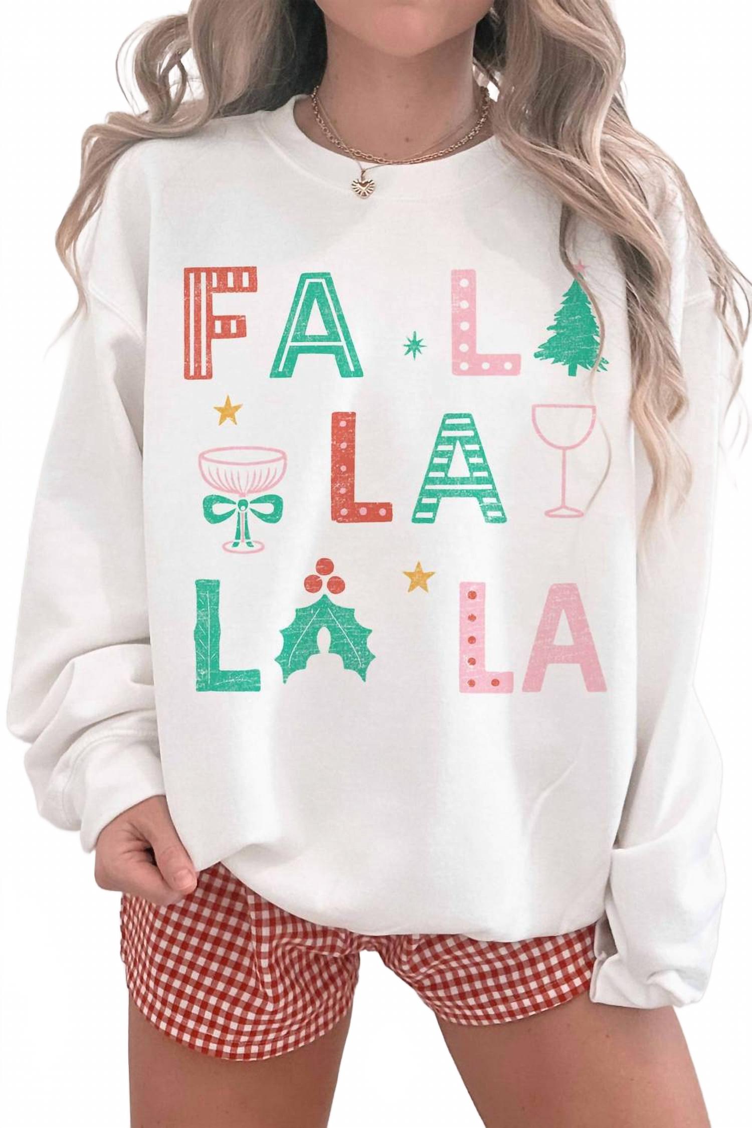 

WKNDR Толстовка с круглым вырезом Fa La La La La, белая с разноцветными элементами