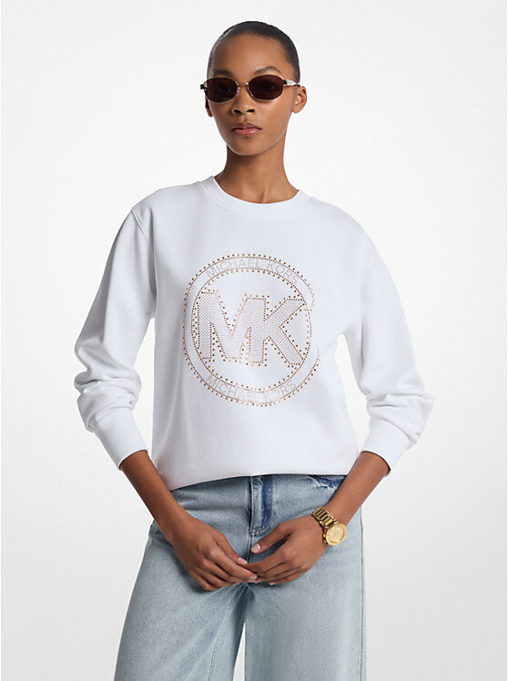 

Свитшот из хлопковой смеси с декорированным логотипом Michael Kors, белый