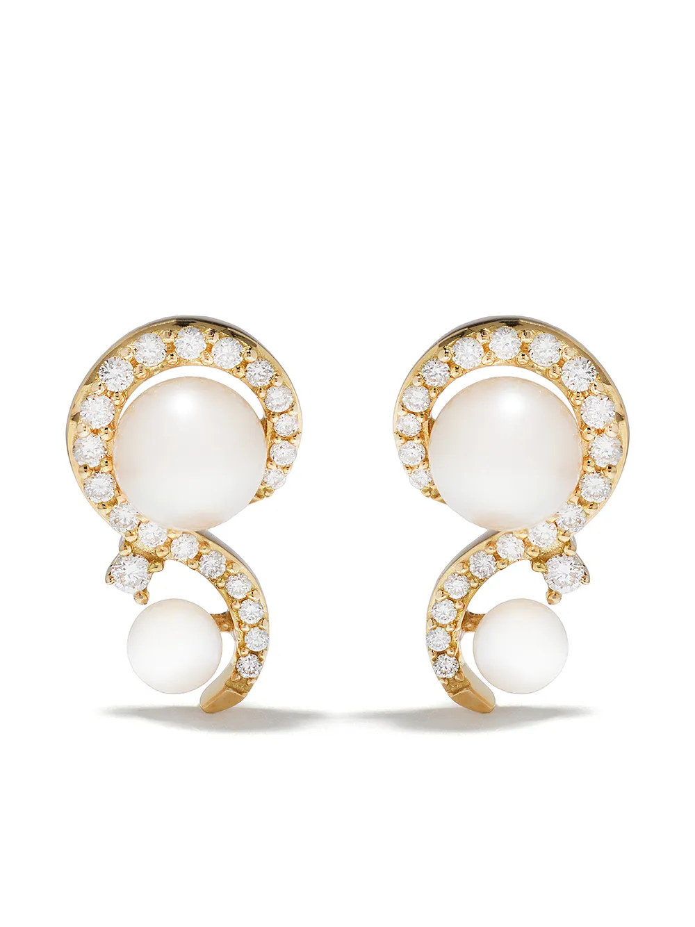 

Серьги-гвоздики Trend из желтого золота с бриллиантами и жемчугом Yoko London, золотой