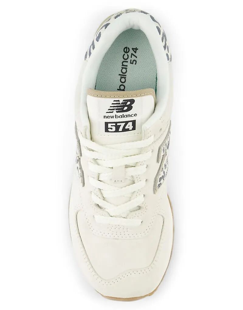 Кроссовки New Balance 574 белого цвета с леопардовым принтом — фото 3