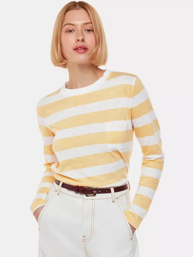 

Топ Whistles Stripe Cotton Crew Neck, цвет yellow/multi