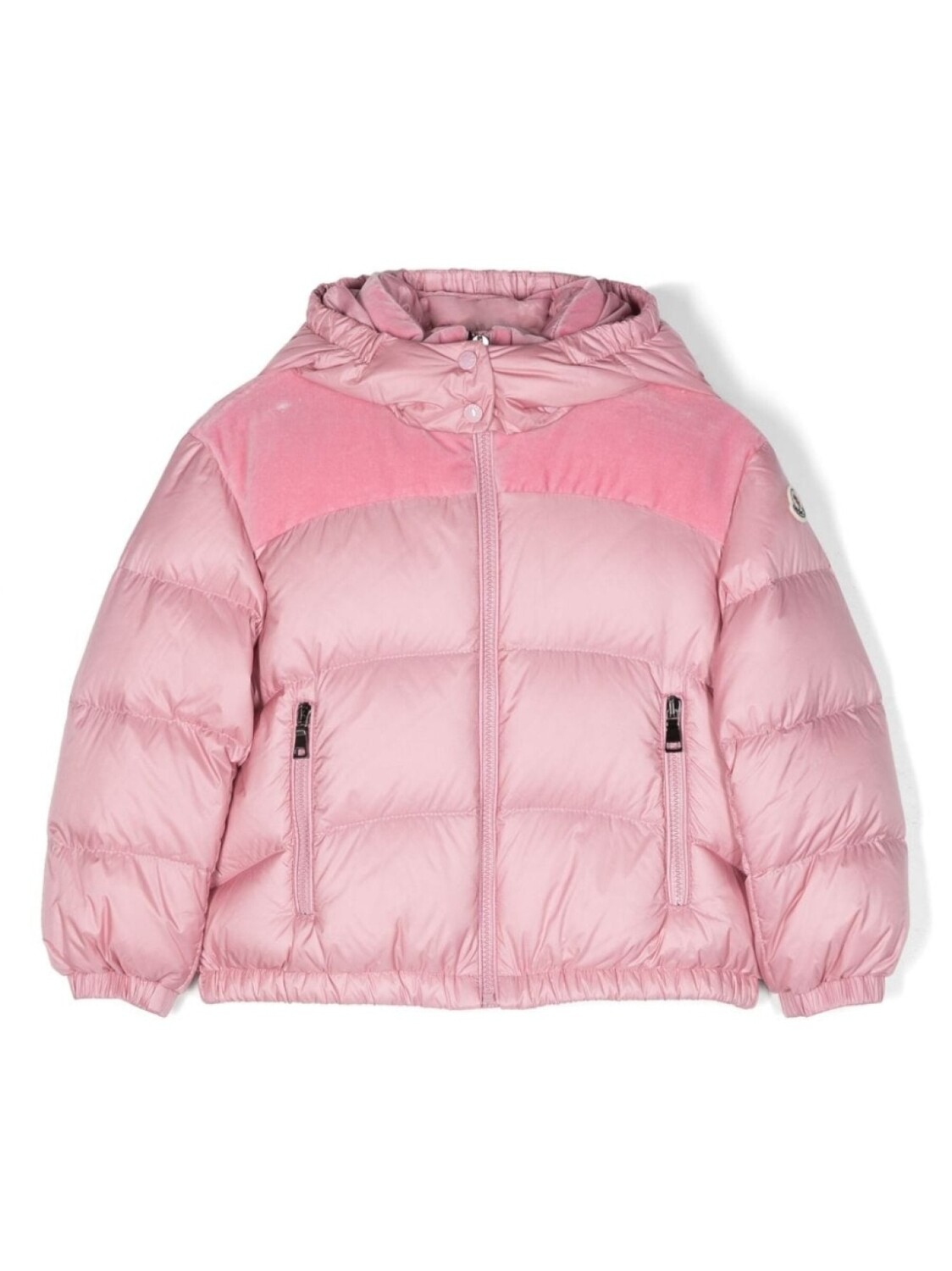 

Moncler Enfant пуховик Isa с велюровыми вставками, розовый