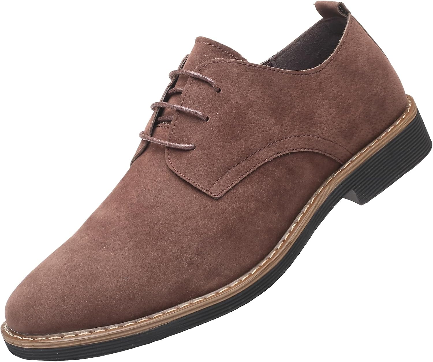 

Мужские замшевые классические туфли дерби на шнуровке для делового и официального стиля, вечерние оксфорды, свадебные оксфорды Wuiwuiyu, коричневый