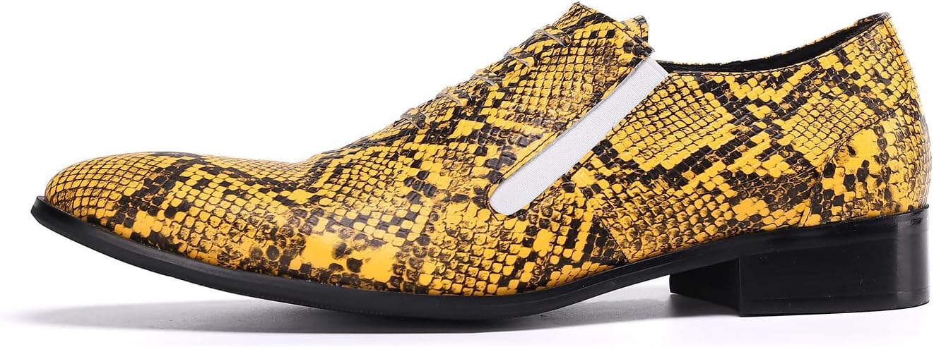 Мужские лоферы Santimon Slip On - деловые и повседневные туфли из кожи с принтом под змею, удобные мокасины для вечеринки, диско, смокинга и свадьбы, Bumblebee — фото 3
