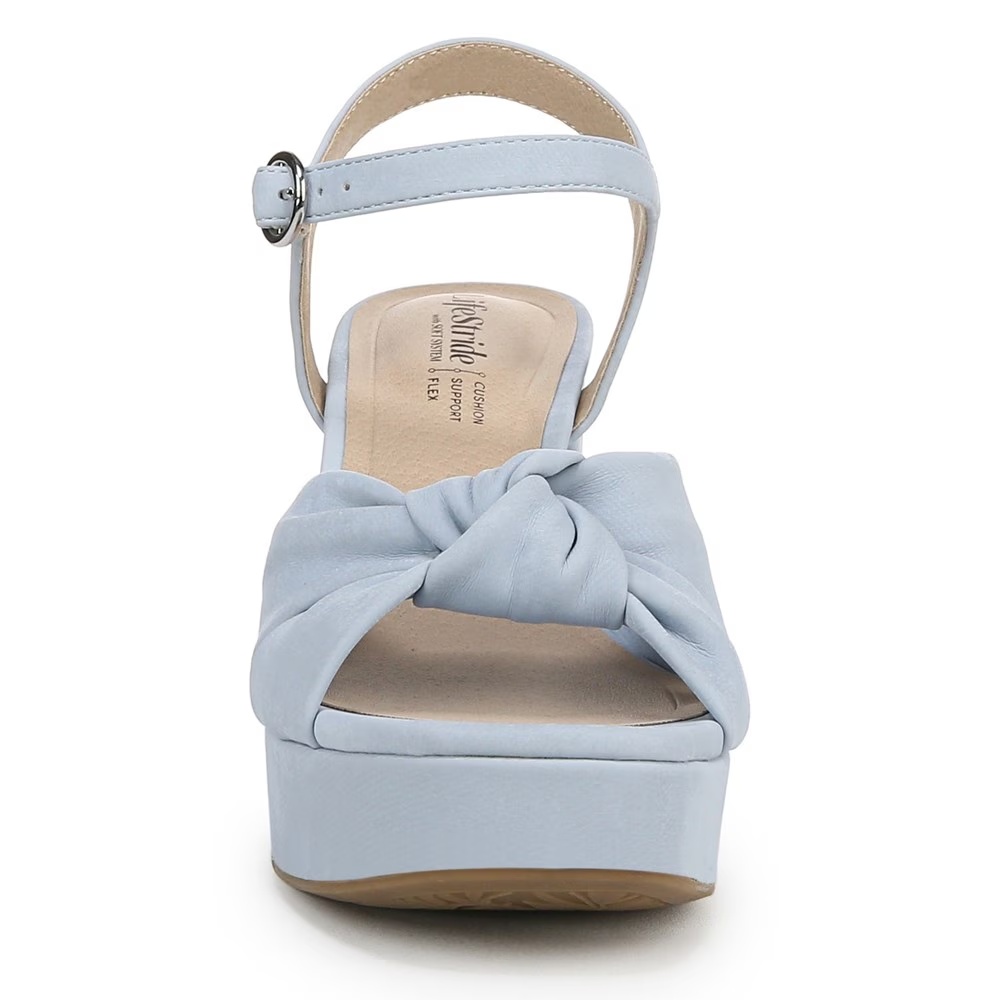 Женские босоножки на высоком каблуке August Lifestride, blue faux leather — фото 3