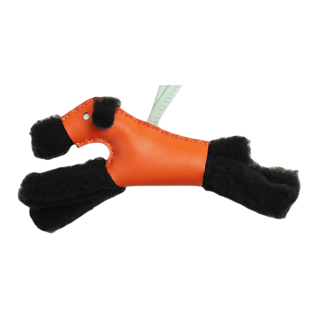 HERMES Аксессуар для сумки Budy Charm из мериносовой шерсти с мехом ягненка Milo, женский, черный и оранжевый — фото 3