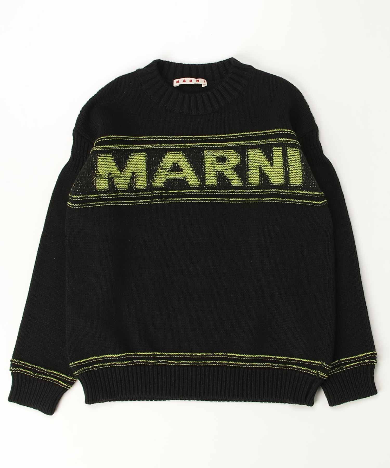 Вязаный свитер с логотипом бренда MARNI для детей и подростков, Black