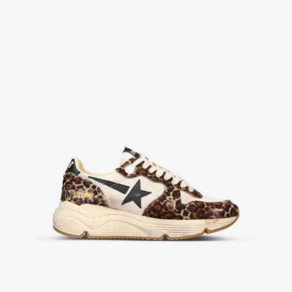 Женские кроссовки Running Sole 15399 из кожи и сетки с леопардовым принтом Golden Goose, бежевый