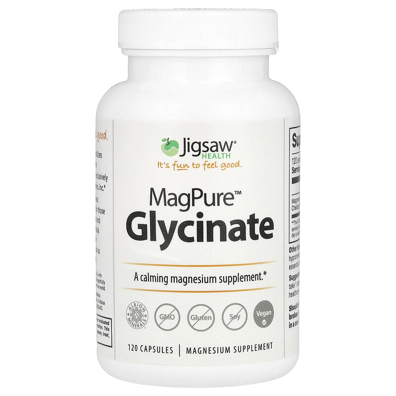 

Jigsaw Health, Глицинат MagPure , 50 мг, 120 капсул