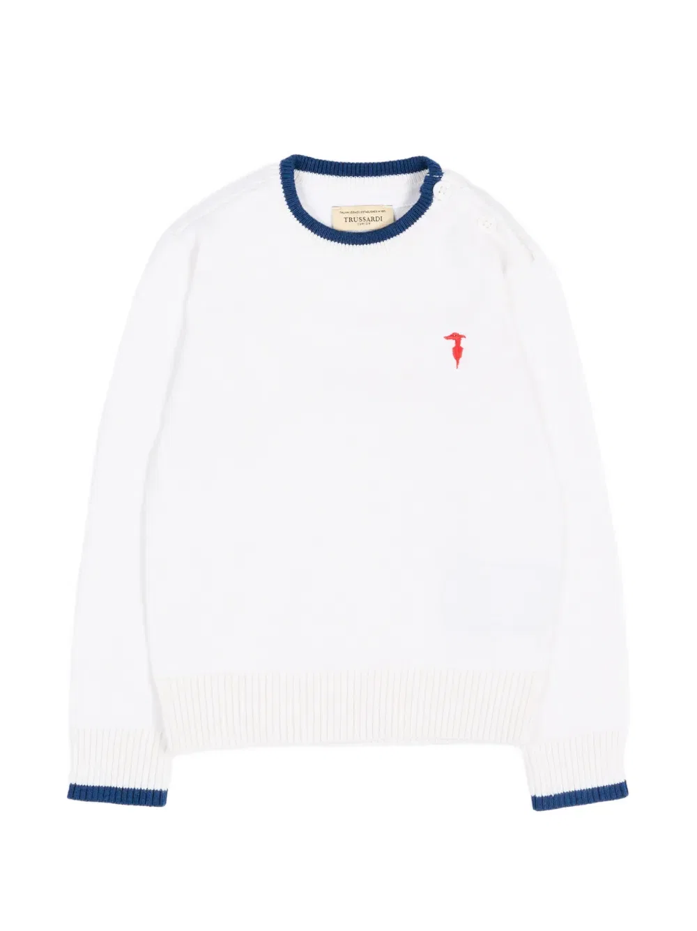 Свитер с вышитым логотипом Trussardi Junior, белый
