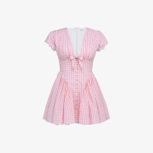 

Платье мини House Of Cb Emiliana из стрейч-хлопка в клетку, розовый