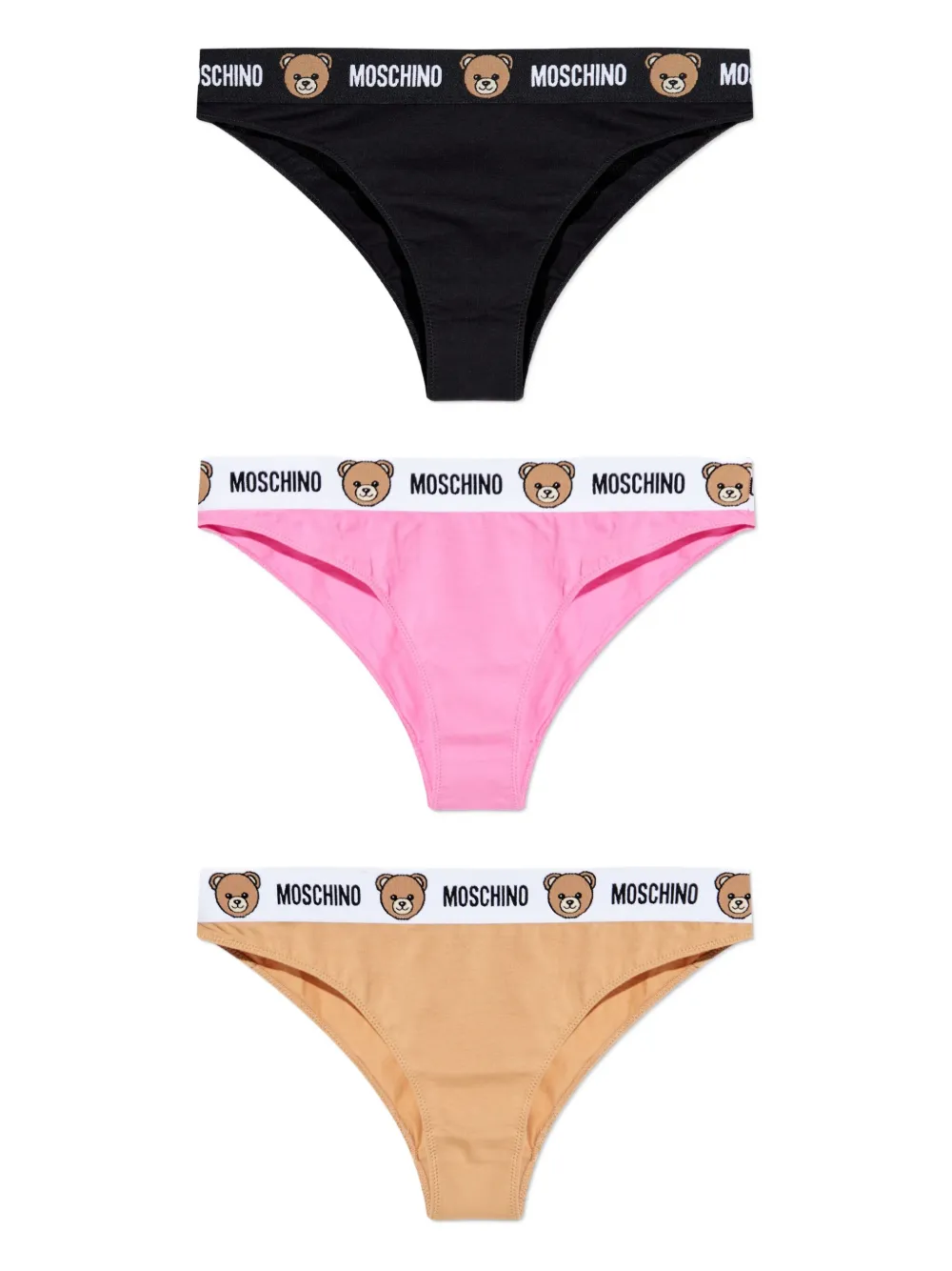 

Комплект из трех трусов-брифов с логотипом Moschino, черный