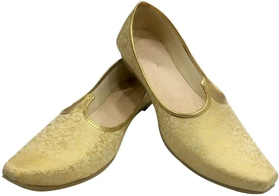 Step n Style Мужские свадебные туфли-джутти кремово-золотистого цвета — фото 2