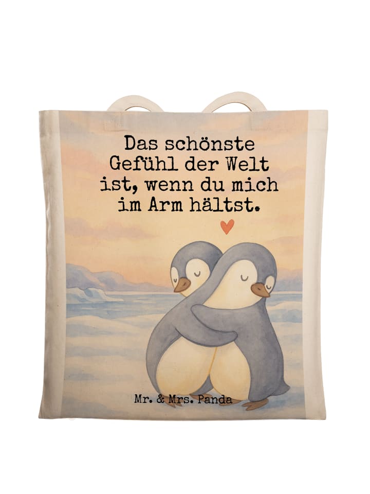 

Mr. & Mrs. Panda Сумка-шоппер с пингвинами, милый дизайн с надписью, белый