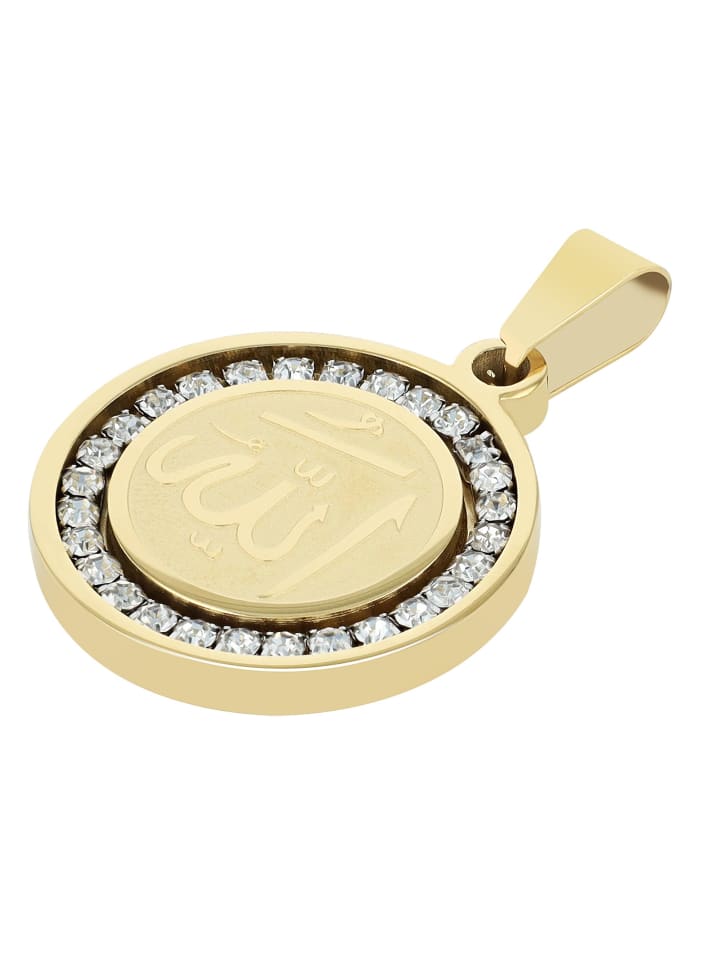 

Adeliás Универсальный кулон из нержавеющей стали со стразами золотого цвета