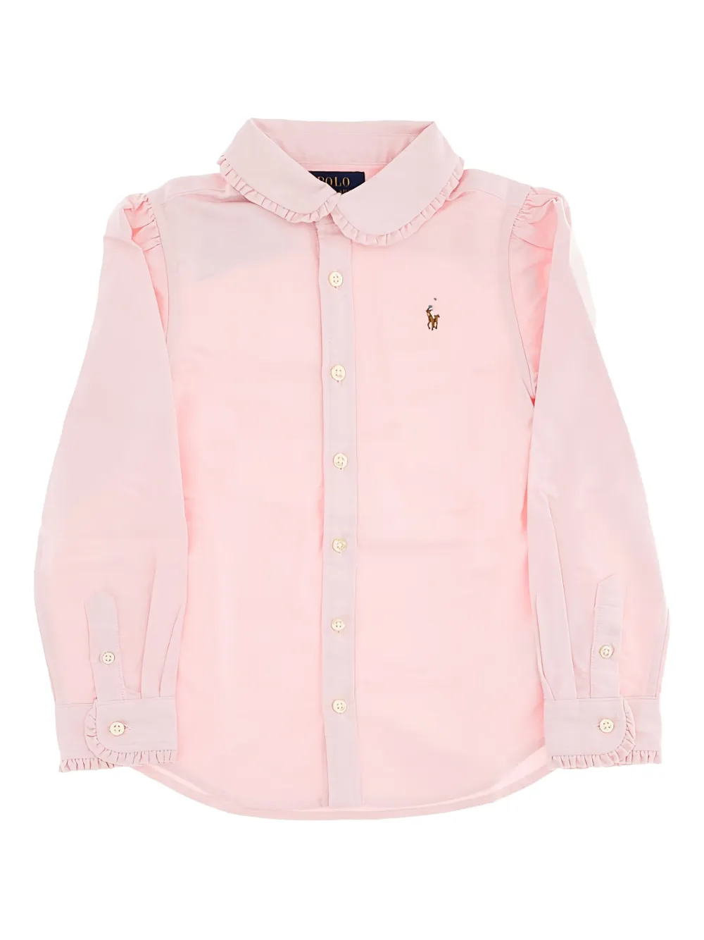 

Рубашка с оборками на манжетах POLO RALPH LAUREN KIDS, розовый