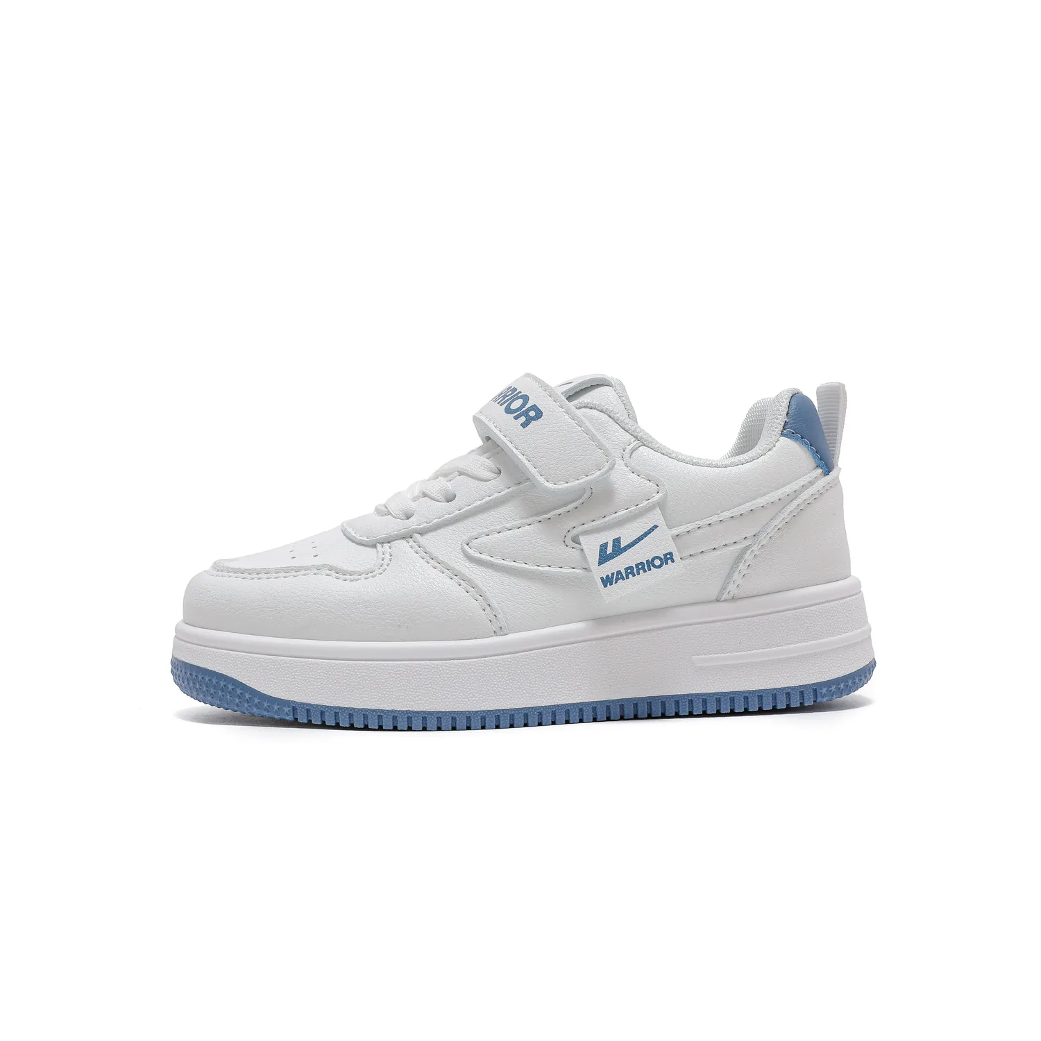 Детские скейтерские кроссовки low top с амортизацией, дышащие, легкие и устойчивые к истиранию WARRIOR, белый/синий