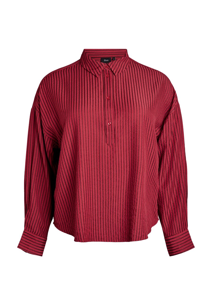 

Блуза Zizzi GESTREIFTE MIT KNOPFDETAIL AM RÜCKEN, Merlot Stripe/Red