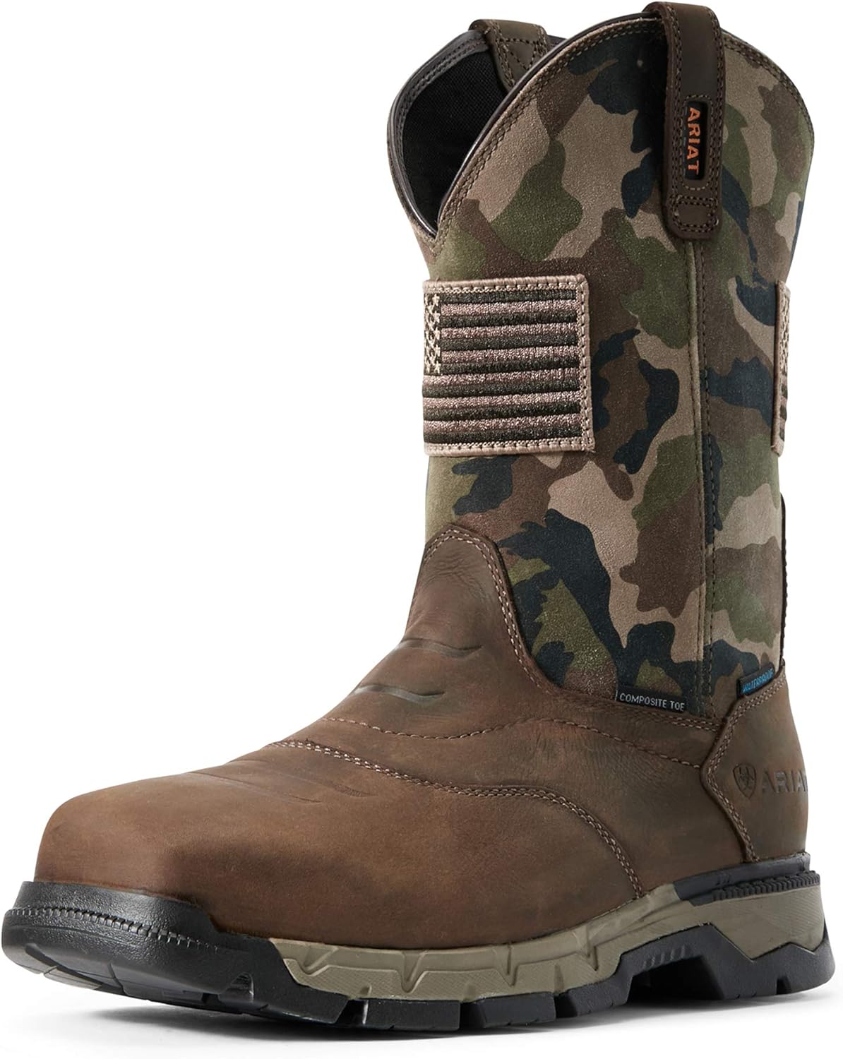 

Мужские ботинки ARIAT Rebar Flex Patriot с водонепроницаемым композитным носком, темно-коричневые