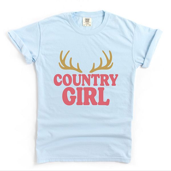 

Футболка с принтом Country girl antlers puff Simply Sage Market, Chambray