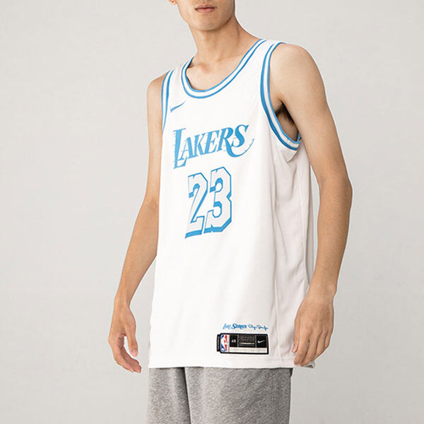Майка Nike NBA City Edition Lakers LeBron James Dri-FIT Swingman Jersey Vest Mens White, белый — фото 4