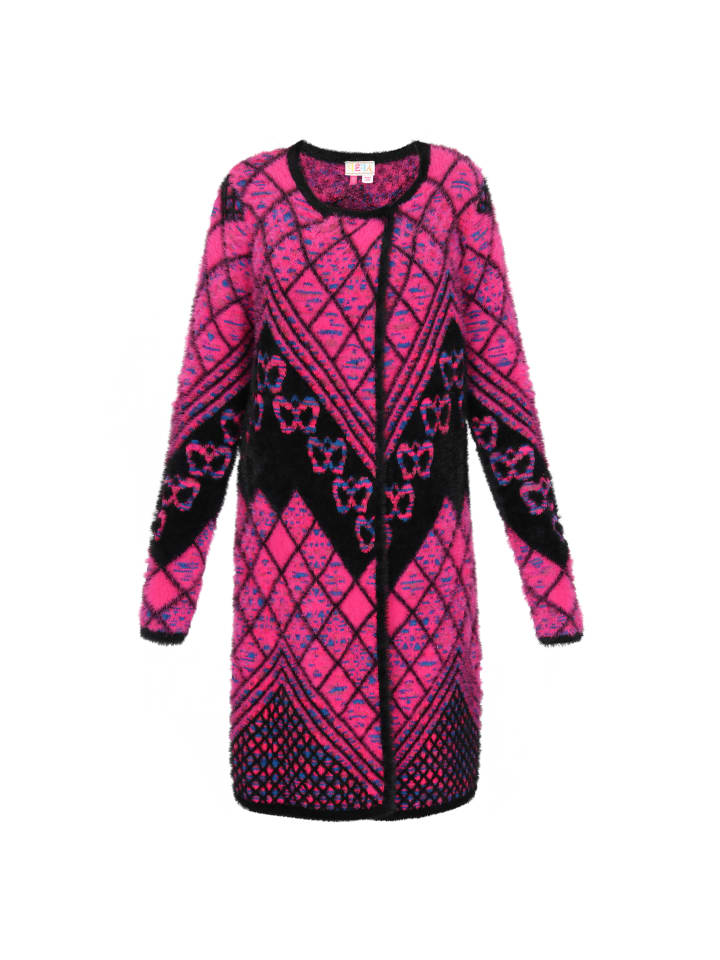 

Женский кардиган черного цвета с разноцветными вставками IZIA